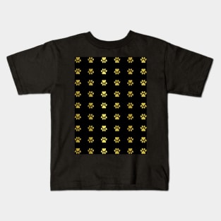 GOLD  Paw Print Pattern Kids T-Shirt